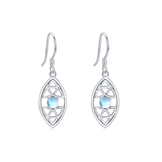 Sterling Silver Circular Shaped Moonstone Celtic Knot Drop Earrings-29