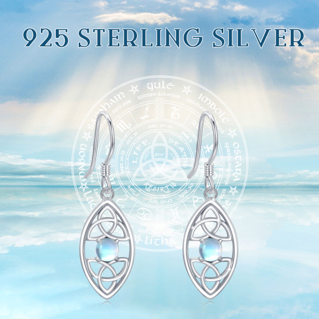 Sterling Silver Circular Shaped Moonstone Celtic Knot Drop Earrings-6