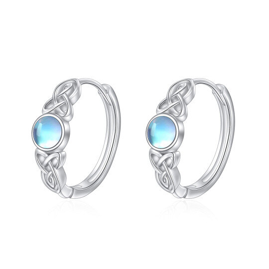 Sterling Silver Circular Shaped Moonstone Celtic Knot Hoop Earrings