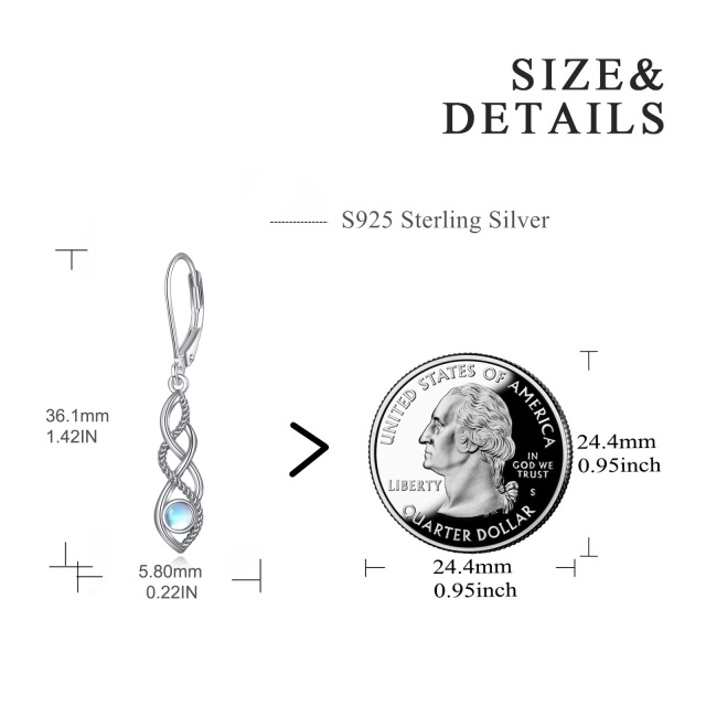 Sterling Silber kreisförmig Mondstein keltischen Knoten Lever-back Ohrringe-5