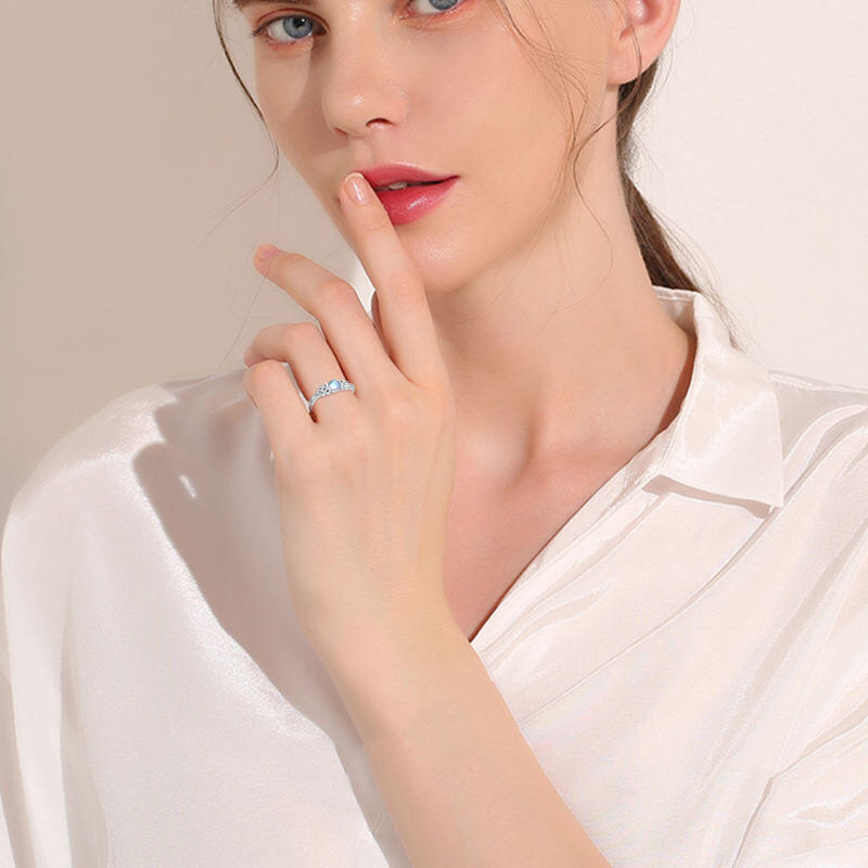 Sterling Silver Round Shaped Moonstone Celtic Knot Open Ring-2