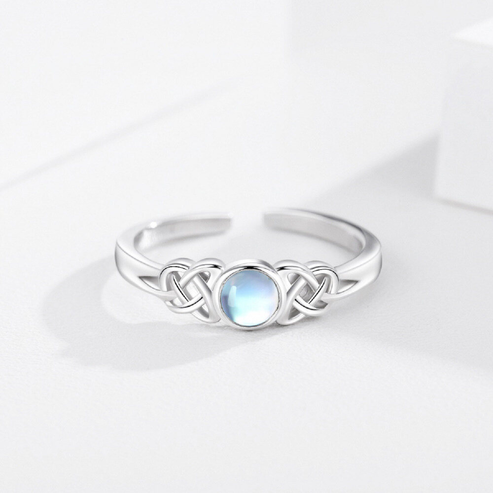 Sterling zilveren cirkelvormige keltische knoop open ring-4