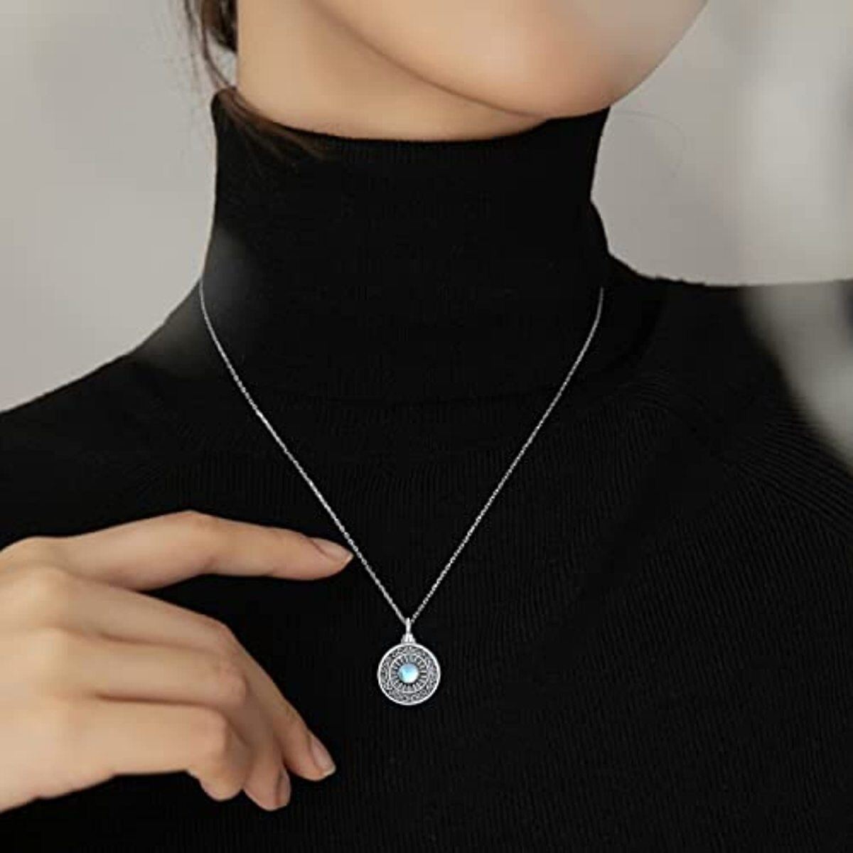 Collier en argent sterling pour cendres avec nœud celtique et soleil en pierre de lune de-2