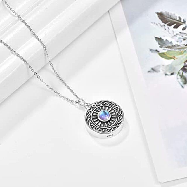 Collana in argento sterling con urna solare con nodo celtico e pietra di luna a forma circolare per ceneri-4