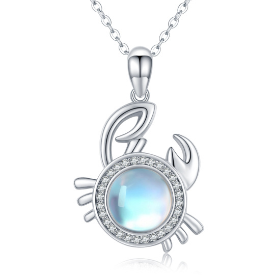 925 prata esterlina moonstone zircon caranguejo charme pingente colar jóias presentes para mulher