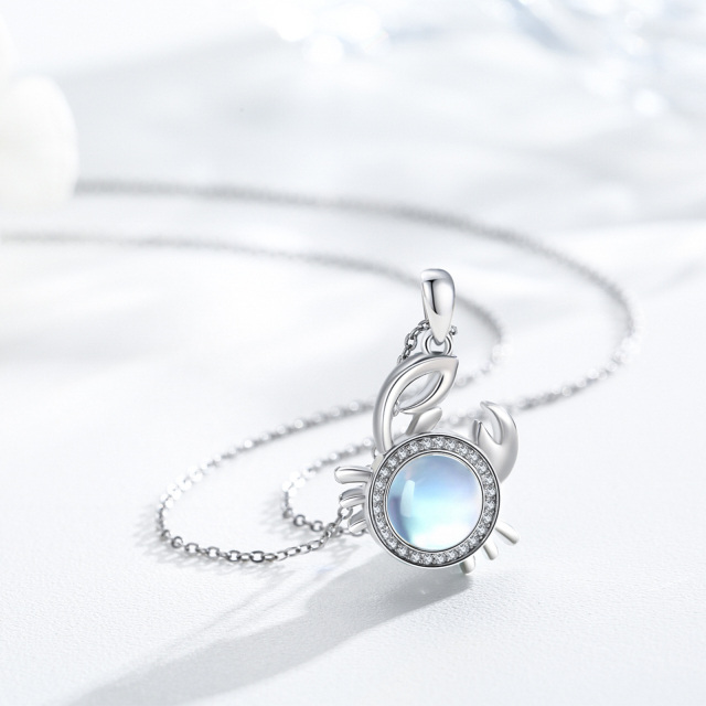 925 prata esterlina moonstone zircon caranguejo charme pingente colar jóias presentes para mulher-5