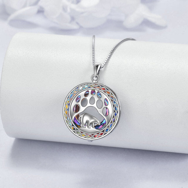 Collier en argent sterling avec pendentif ours polaire en pierre de lune et cristal de for-3