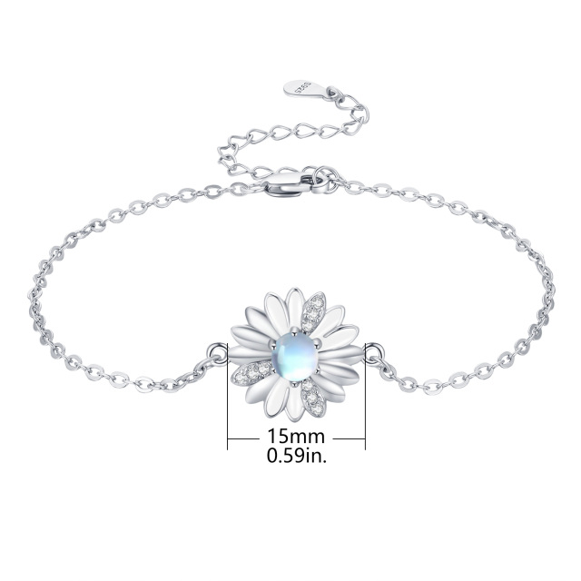 Sterling Silber kreisförmig Mondstein Daisy Anhänger Armband-6