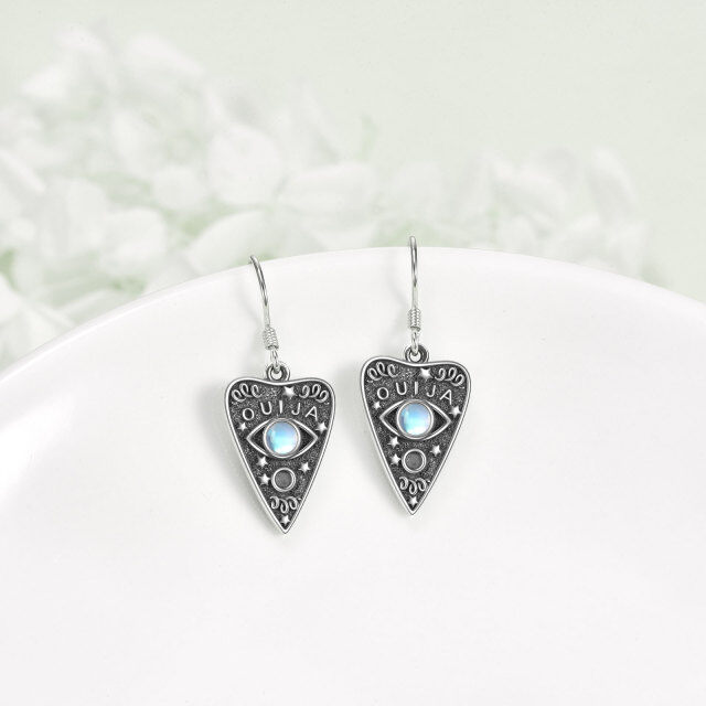 Boucles d'oreilles pendantes en argent sterling en pierre de lune de forme circulaire et œ-3