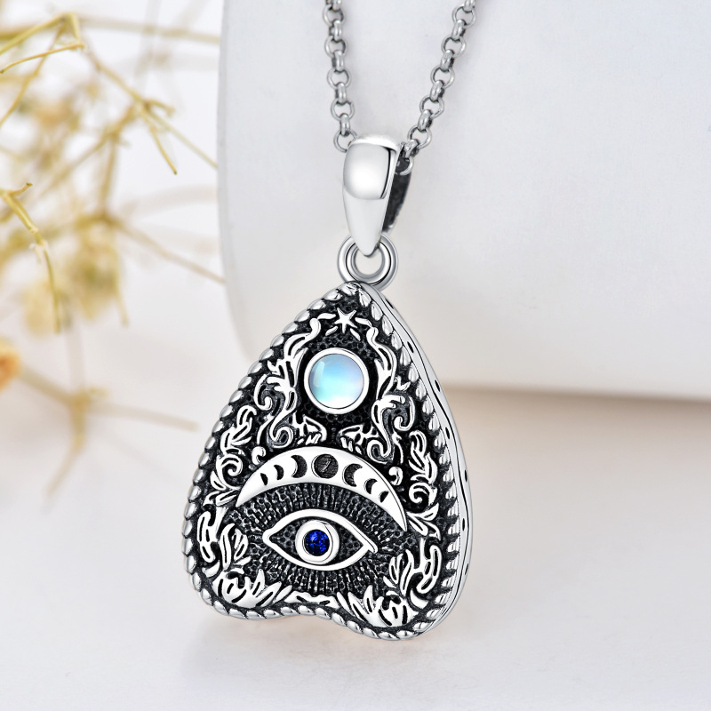 Sterling Silver Circular Shaped Moonstone Evil Eye Urn Necklace for Ashes-3