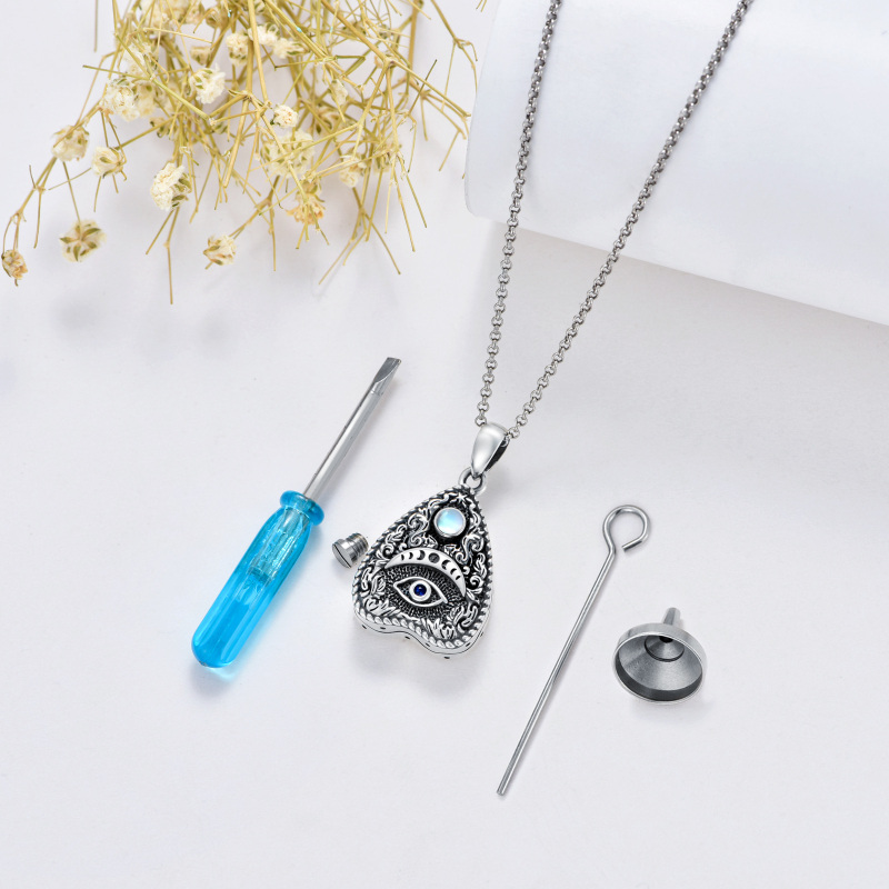 Sterling Silver Circular Shaped Moonstone Evil Eye Urn Necklace for Ashes-4