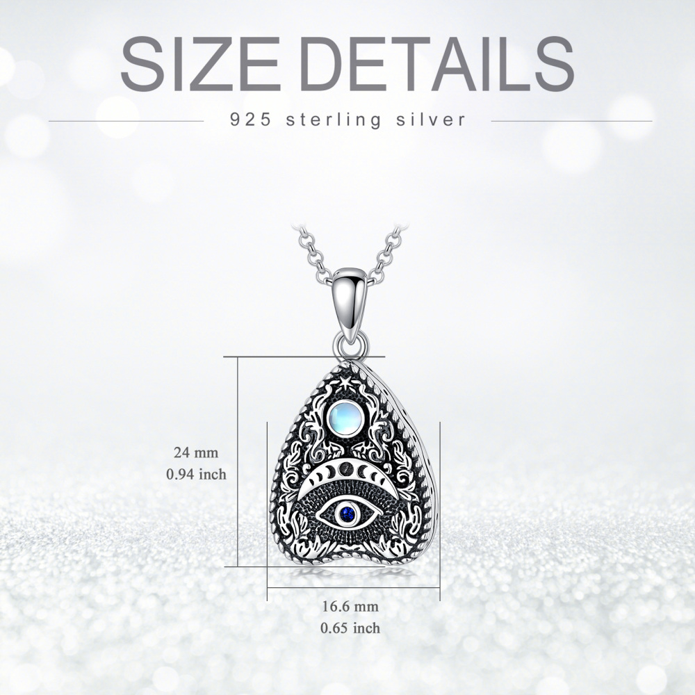 Sterling Silver Circular Shaped Moonstone Evil Eye Urn Necklace for Ashes-5