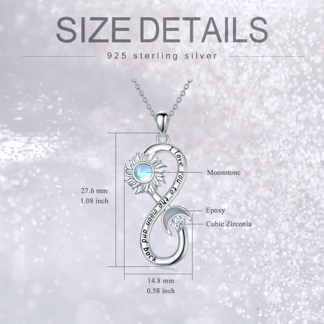 Sterling Silber kreisförmig Cubic Zirkonia & Mondstein Infinity Symbol & Mond & Sonne Anhä-6