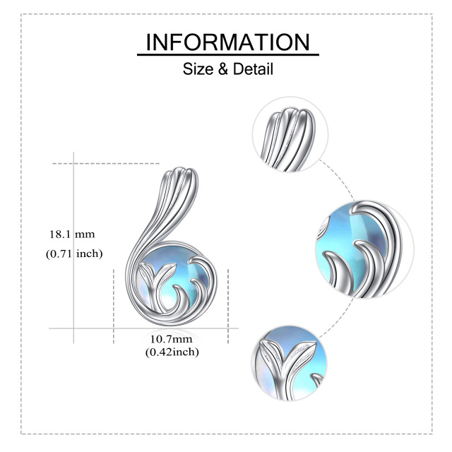 Pendientes de plata de ley con forma circular de piedra de luna, cola de sirena y pulveriz-5