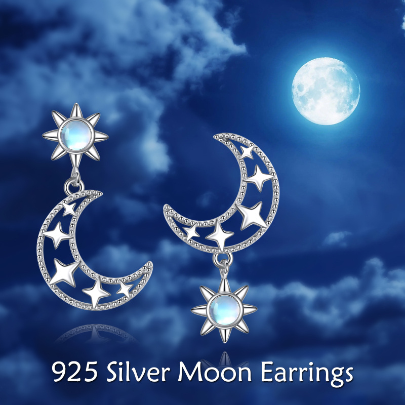 Boucles d'oreilles en argent sterling avec pendentifs en pierre de lune de forme circulair-6