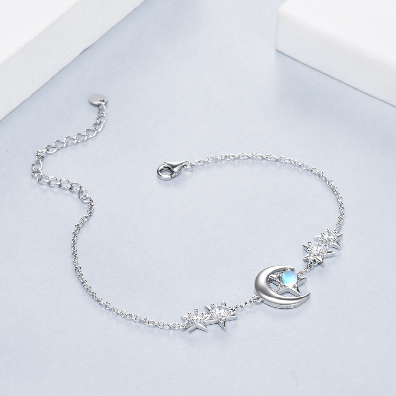 Cavigliera a strato singolo in argento sterling con stella di luna e pietra di luna a forma circolare-3