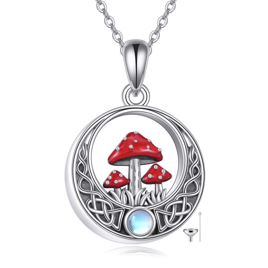 Collier Urne en argent sterling en forme de champignon et nœud celtique en pierre de lune