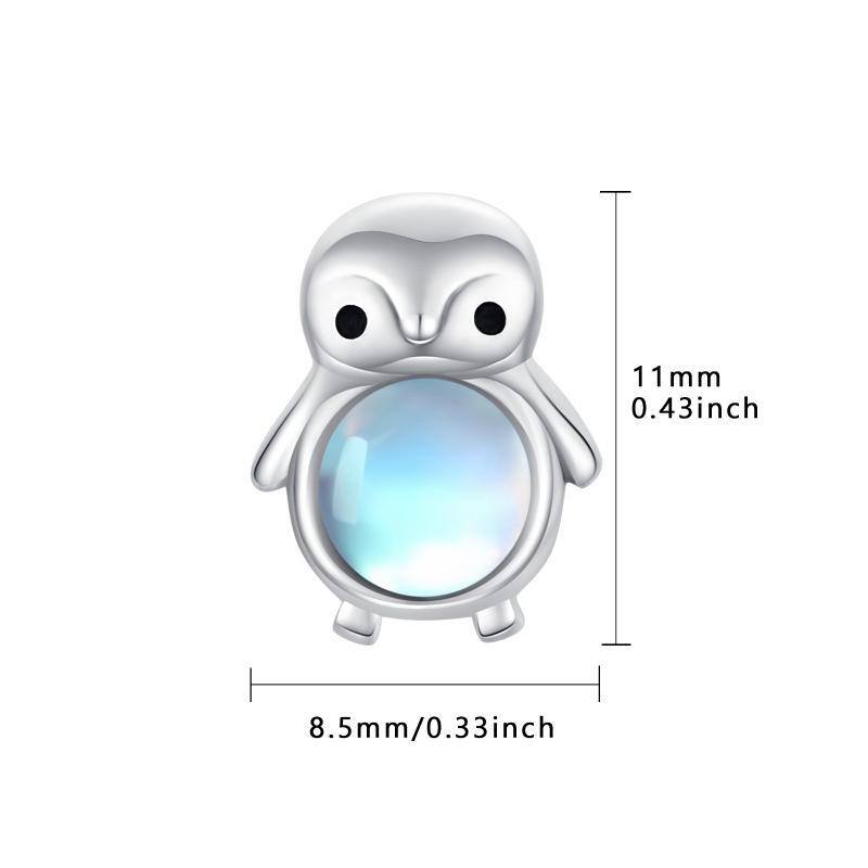 Sterling Silver Circular Shaped Moonstone Penguin Stud Earrings-5