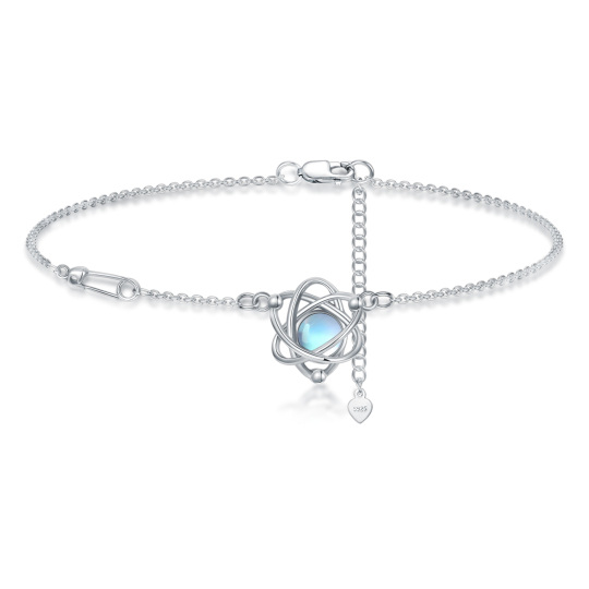 Pulsera de plata de ley con colgante de flores silvestres y piedra lunar