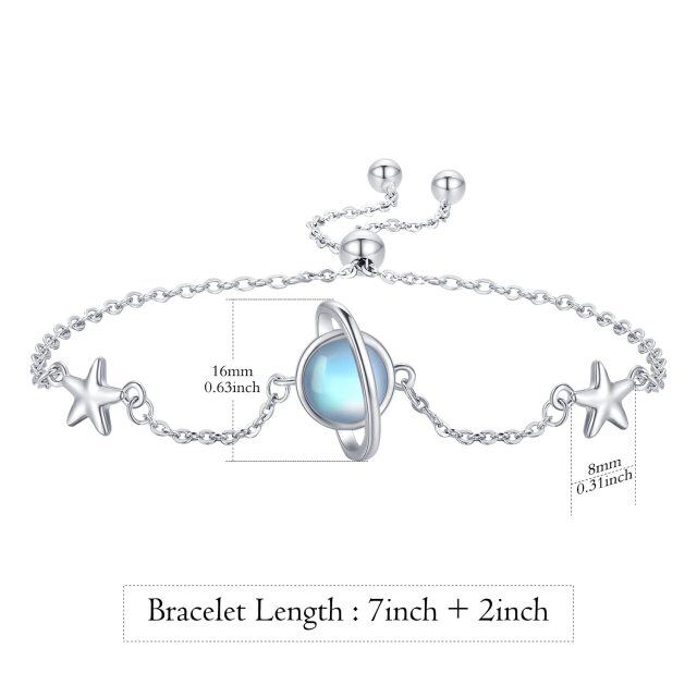 Bracelet en argent sterling avec pendentif étoile et planète en pierre de lune de forme ci-5