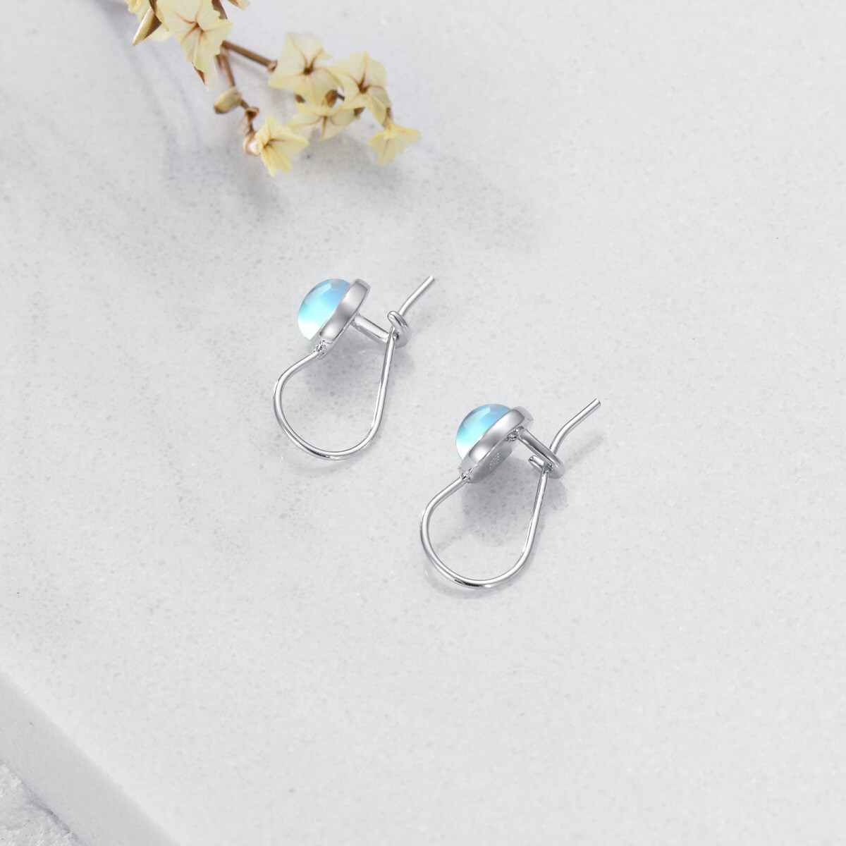 Boucles d'oreilles en argent sterling avec pierres de lune de forme circulaire-4