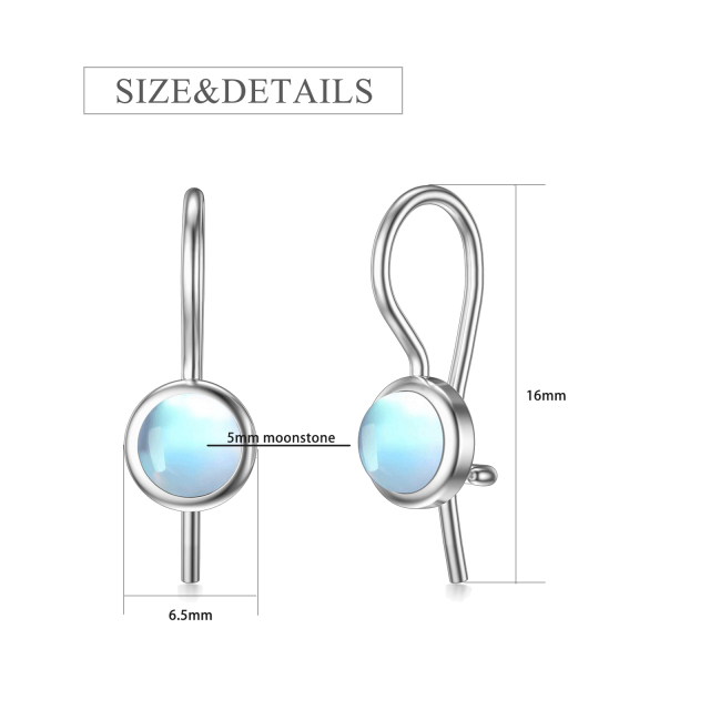 Boucles d'oreilles en argent sterling avec pierres de lune de forme circulaire-6