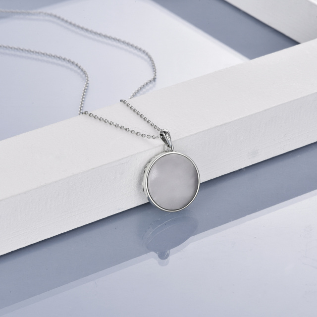 Collar colgante de plata de ley con forma circular de piedra de luna Árbol de la vida-3