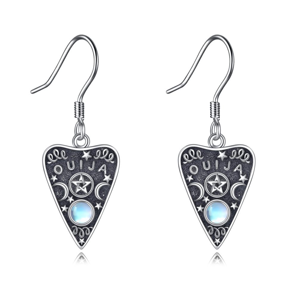 Brincos de gota de coração de estrela de lua circular de prata esterlina para mulheres-1