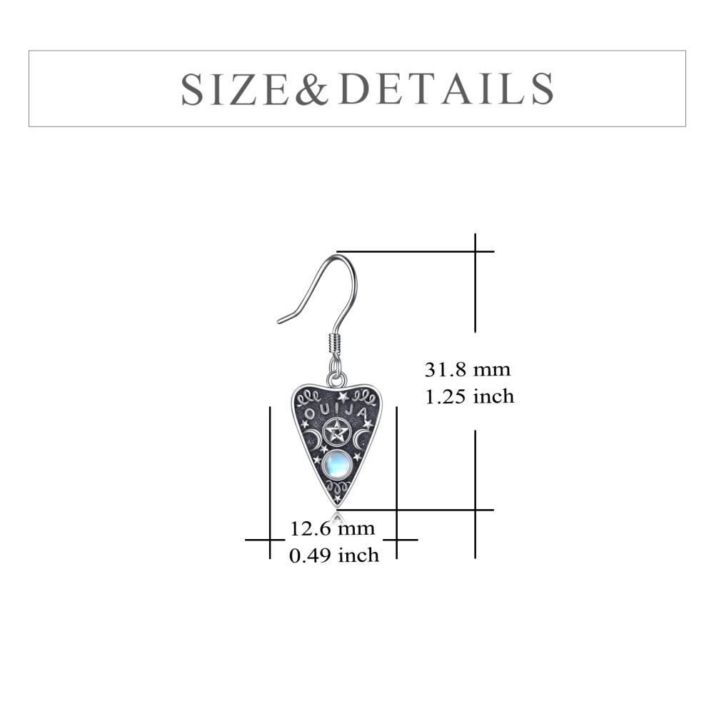 Brincos de gota de coração de estrela de lua circular de prata esterlina para mulheres-5