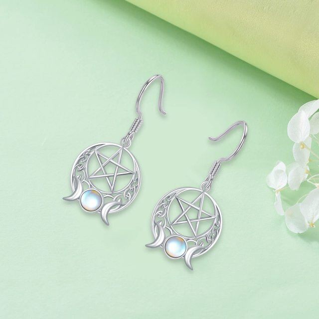 Boucles d'oreilles en argent sterling en forme circulaire de pierre de lune, triple déesse-4