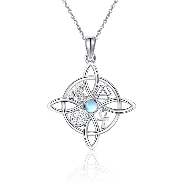 Collana con ciondolo a forma di cerchio in pietra lunare in argento sterling-1