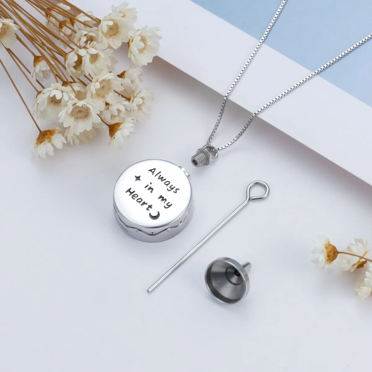 Collana circolare in argento sterling di agata muschiata con luna e stelle di montagna per-4