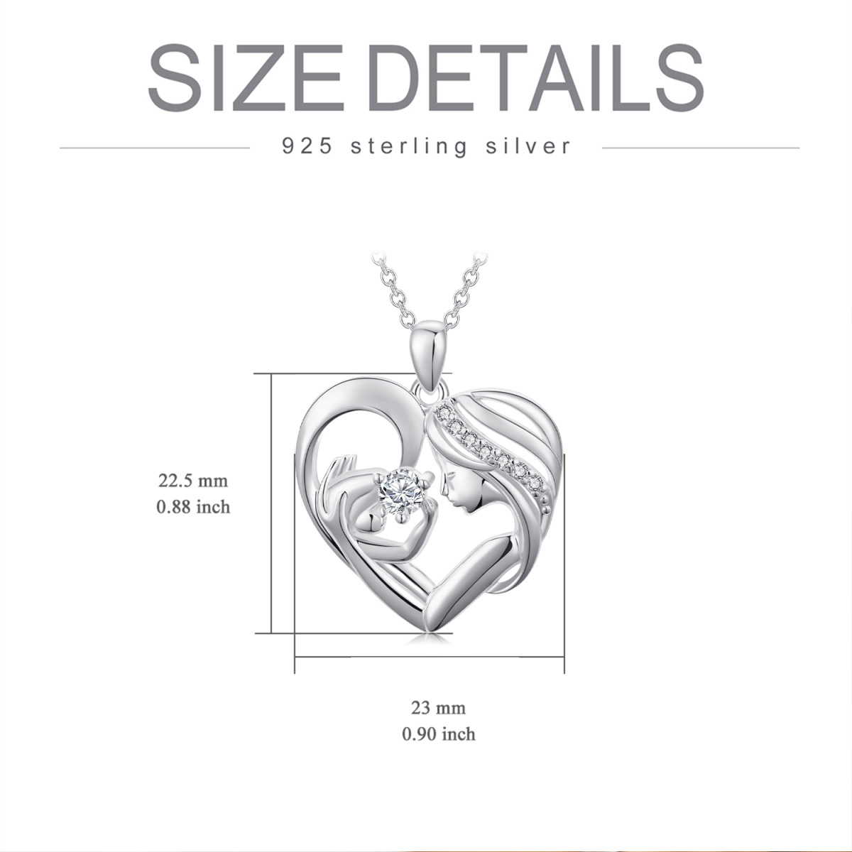 Collana con ciondolo a forma circolare in argento sterling con zirconi cubici a forma di cuore-5