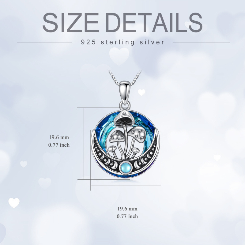 Sterling Silber kreisförmig Pilz & Mond Kristall Anhänger Halskette-5
