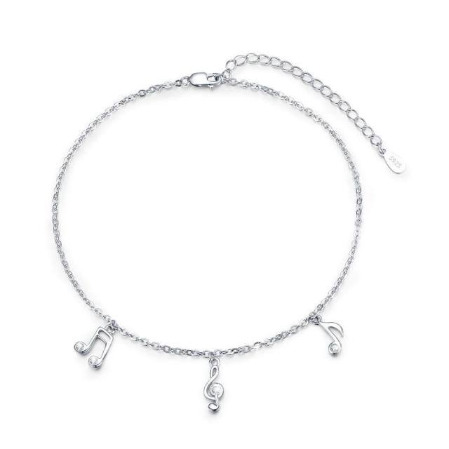 Bracelet de cheville en argent sterling avec zircon cubique en forme de cercle et symbole-1