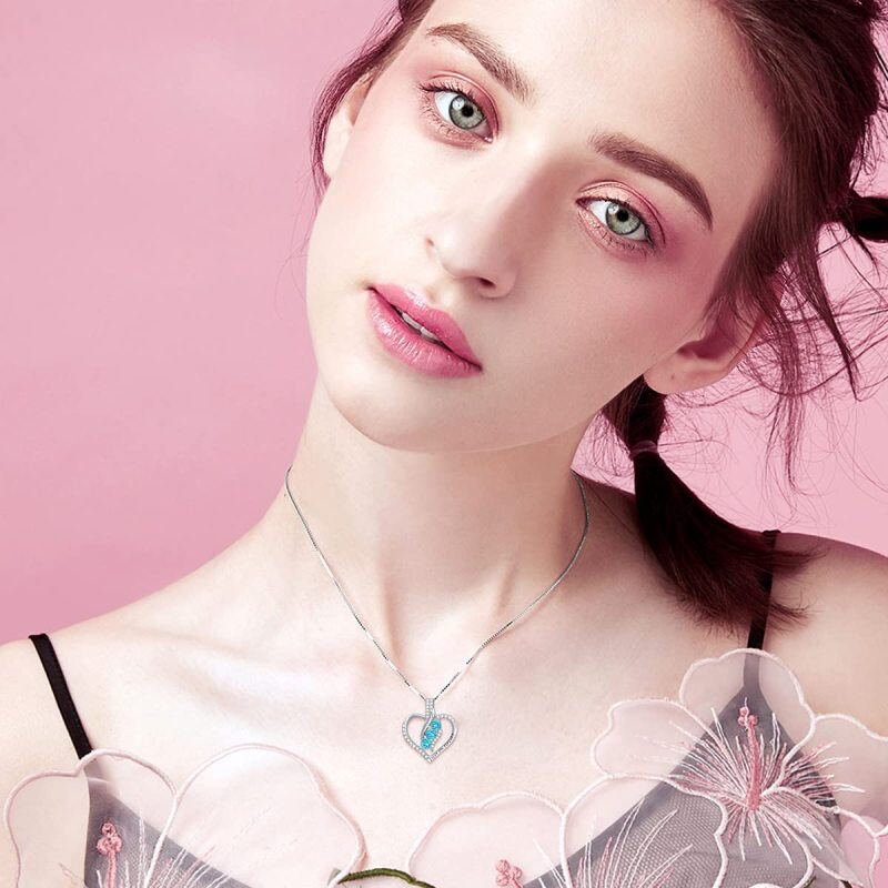 Colar com pendente de coração personalizado em forma de pedra de nascimento e cristal circular de prata de lei com palavra gravada para melhores amigas femininas-3