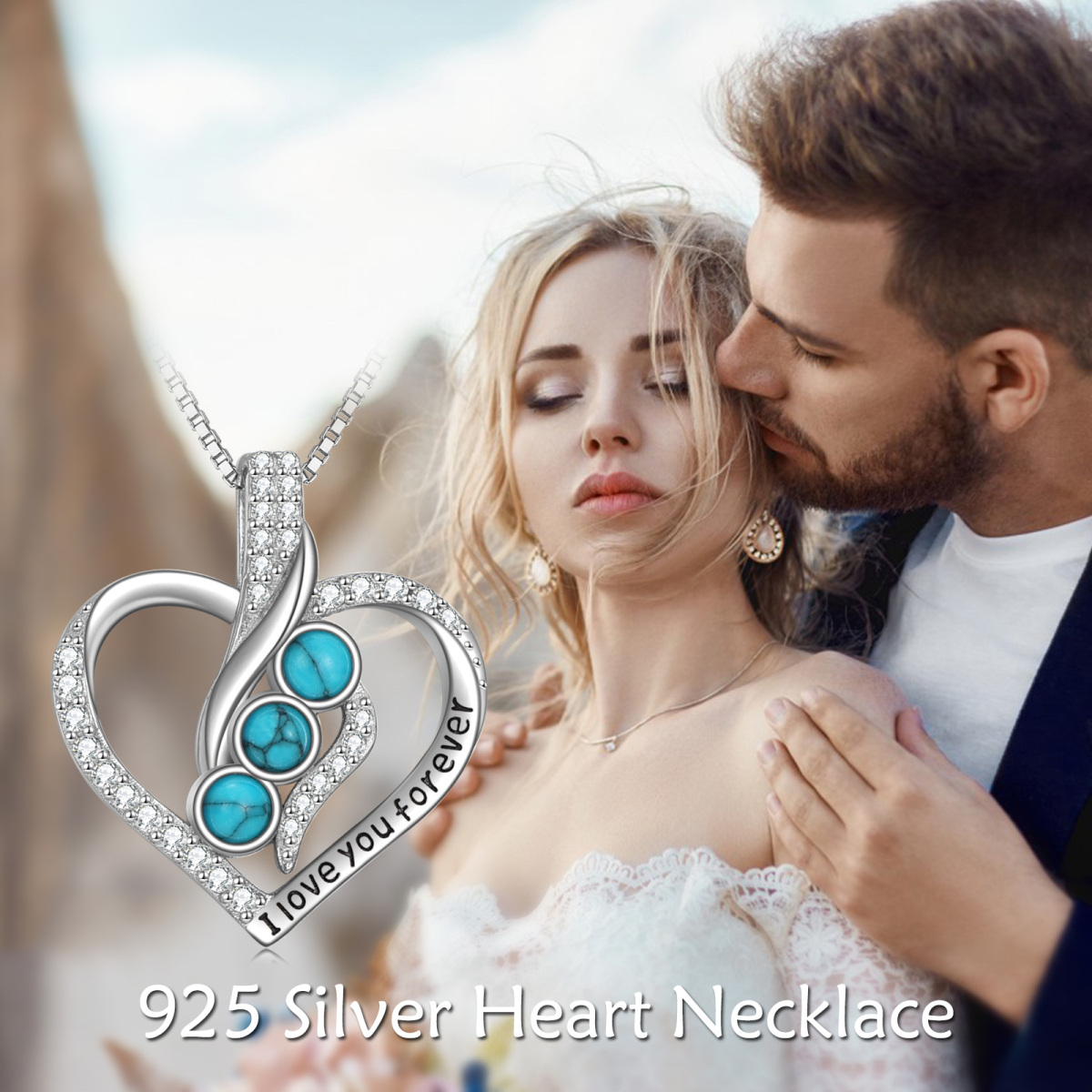 Sterling Silver Circular Crystal Customized Birthstone Heart Pendant With Engraved Word Necklace For Women Best Friends-5