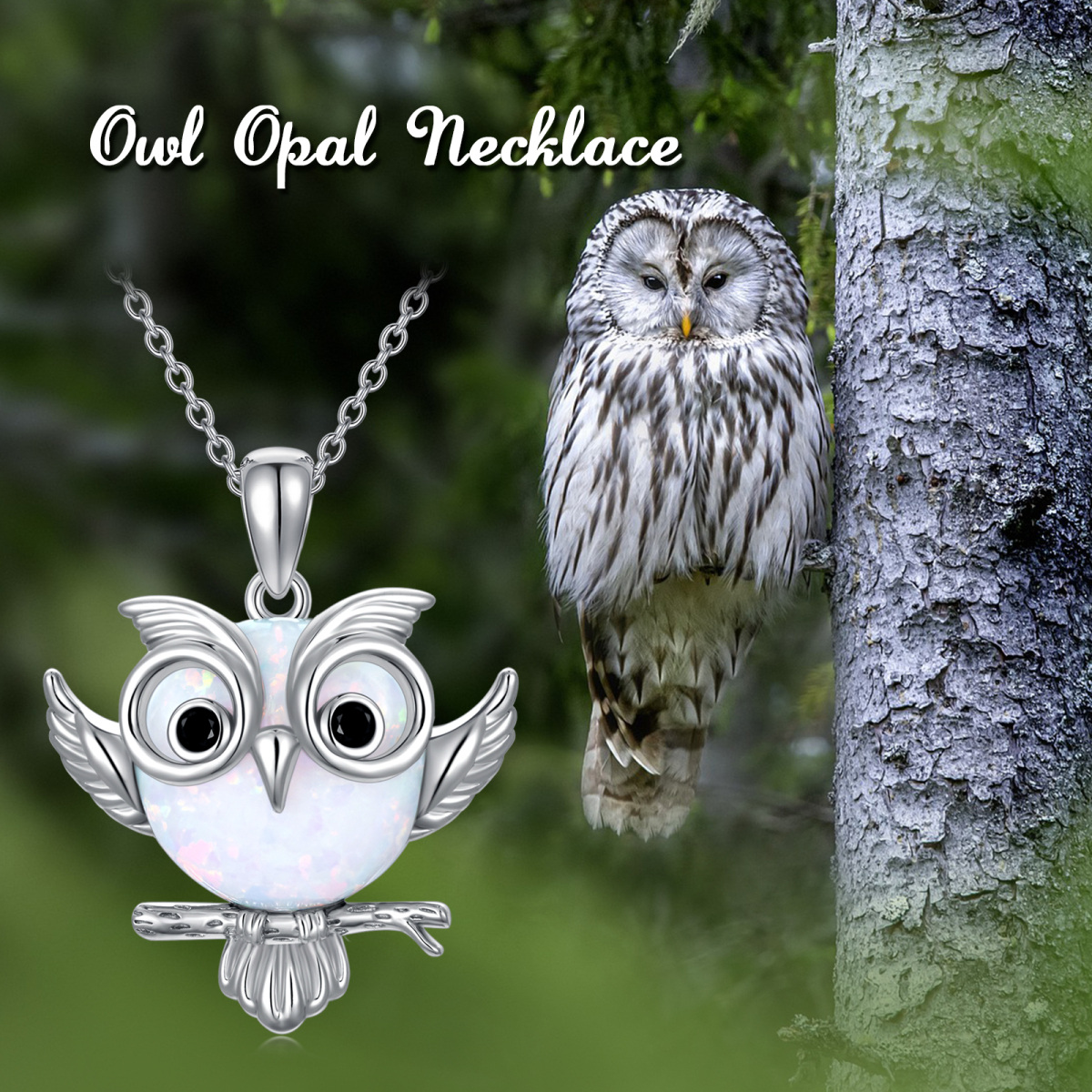 Collier en argent sterling avec pendentif hibou en opale de forme circulaire-6