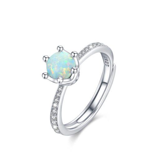 Anello con opale a forma circolare in argento sterling-1