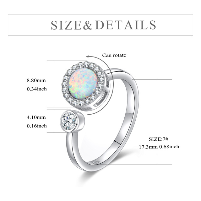 Sterling Silber kreisförmig Opal Runde Spinner Ring-5