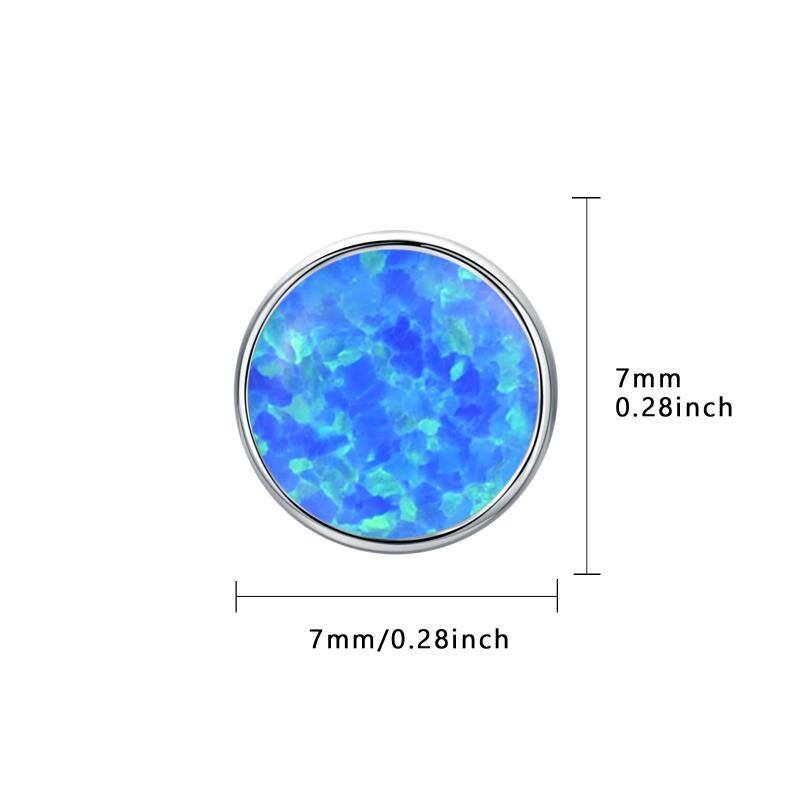 Sterling Silber kreisförmig Opal Runde Ohrstecker-6