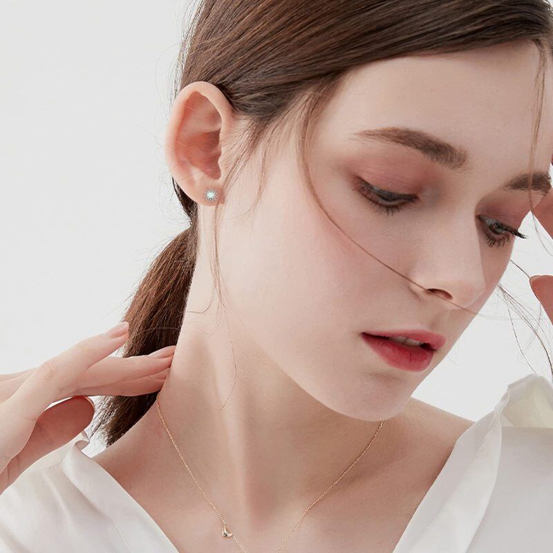 Boucles d'oreilles en argent sterling en forme de tournesol en opale-3