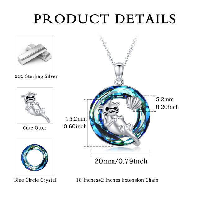 Sterling zilveren cirkelvormige otter kristal hanger ketting-5