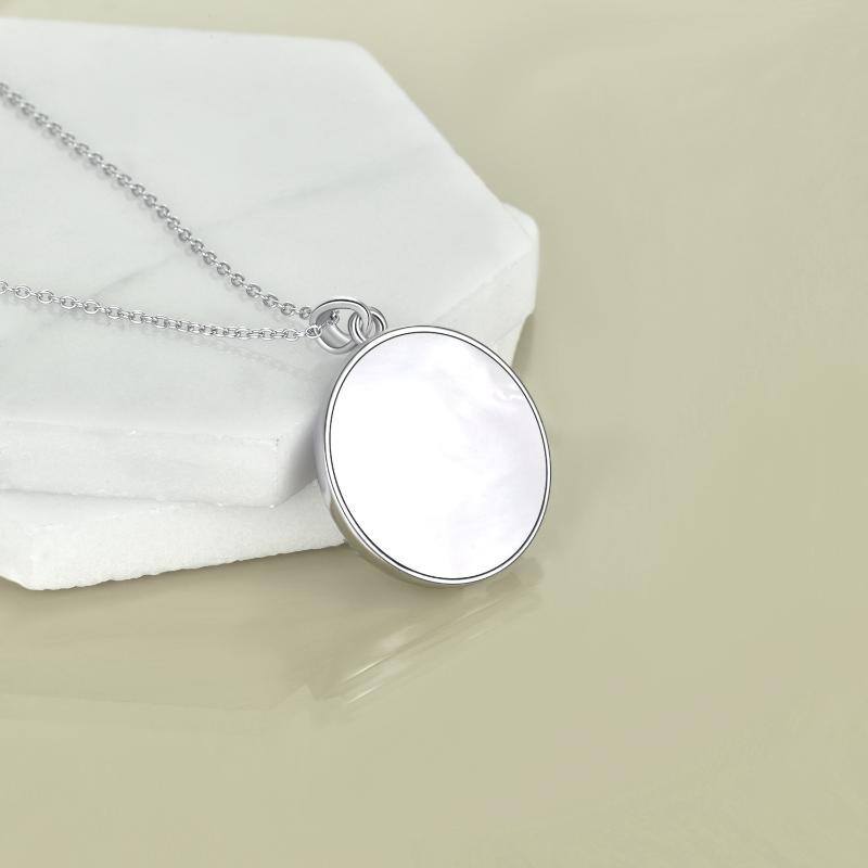 Sterling Silver Circular Shaped Cubic Zirconia Owl & Tree Of Life Pendant Necklace-3