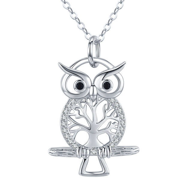 Collier en argent sterling avec pendentif hibou et arbre de vie en zircon cubique-1