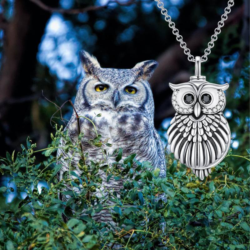 Collier urne hibou en argent sterling avec mot gravé-6