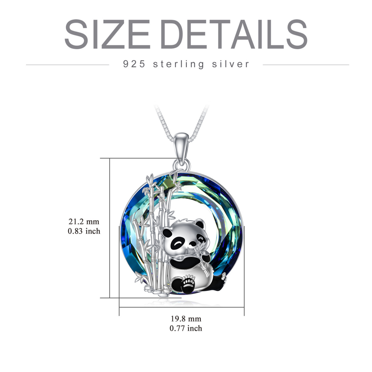 Collier en argent sterling avec pendentif en cristal Panda et Bambou de forme circulaire-5