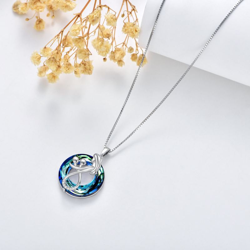 Collana con ciondolo di cristallo in argento sterling a forma di cerchio per genitori e figli-4