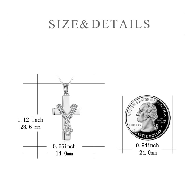 Collier en argent sterling pour cendres avec mot gravé en zircon cubique et croix-5