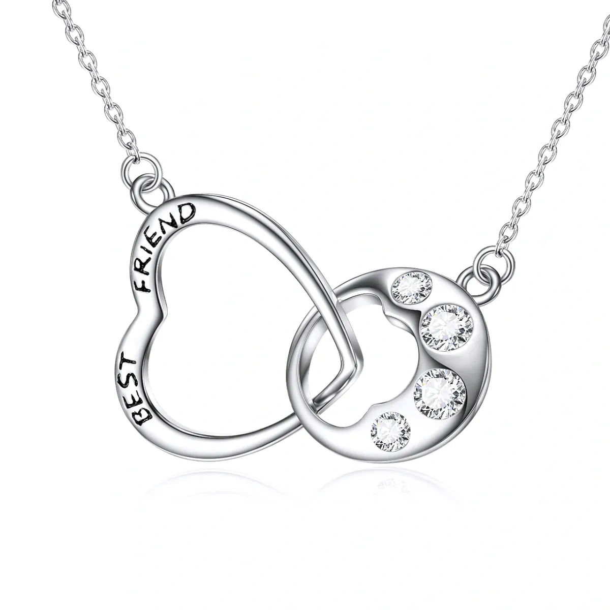 Sterling zilveren cirkelvormige cubic zirconia poot & hart & oneindigheid symbool hanger ketting-1